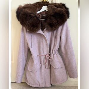 Women's Cashmere Coat with Real Fur Trim